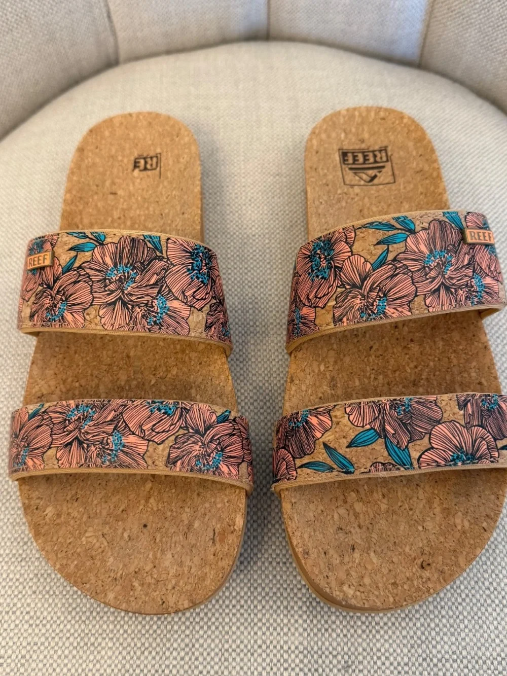 REEF Cork Vista Double Strap Slide Sandals Women’s Size 8